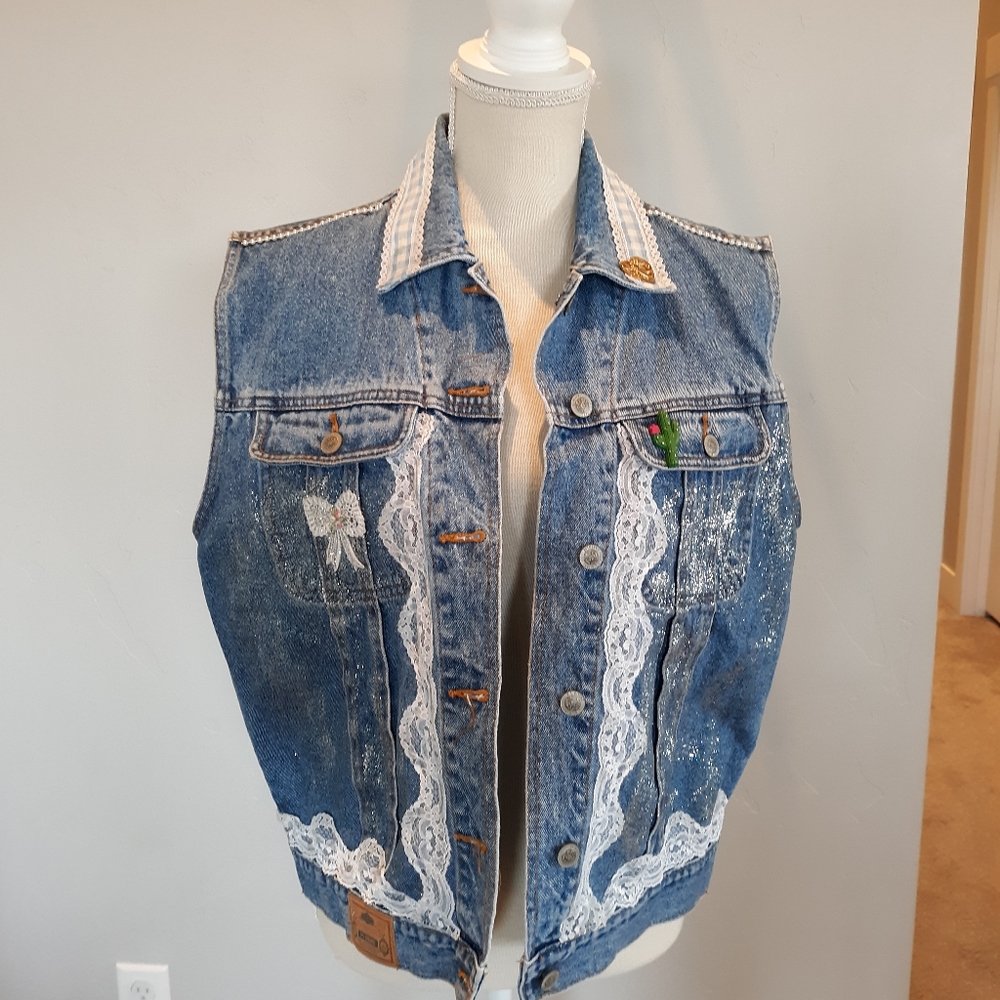 PS Gitano Vintage denim vest hand decorated